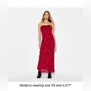 Wild Fable Women's Sleeveless Maxi Empire Waist Dress in Red Floral L